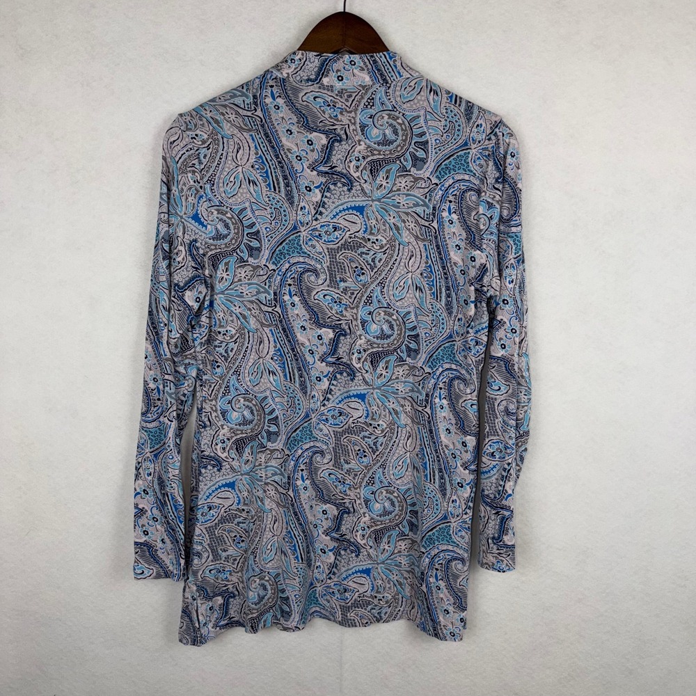 V Cristina Women Large Blue Paisley Rhinestone Embellished Top Boho Vintage Y2k - Picture 7 of 8
